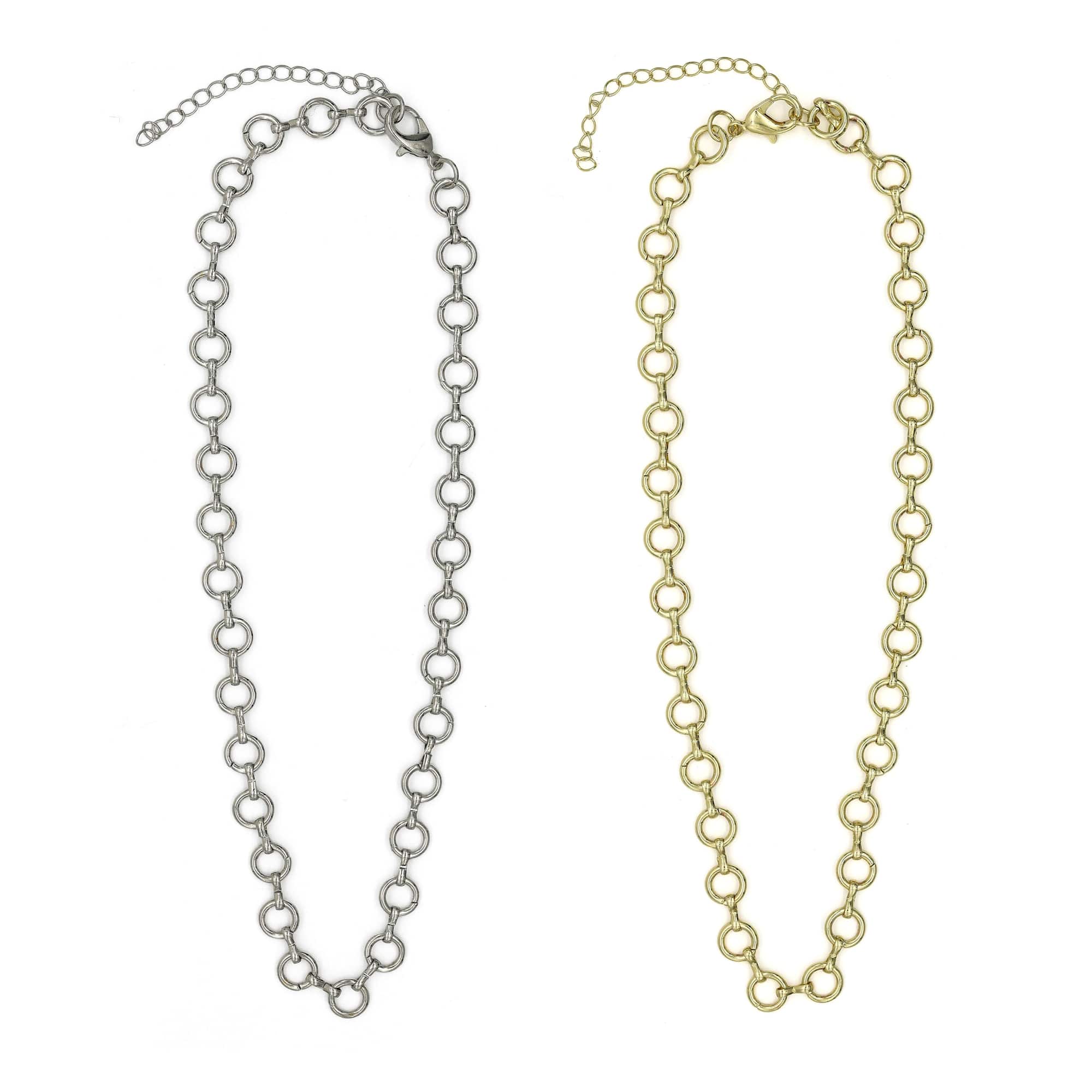 Gold & Silver Finish Round Jump Ring Necklaces by Creatology™
